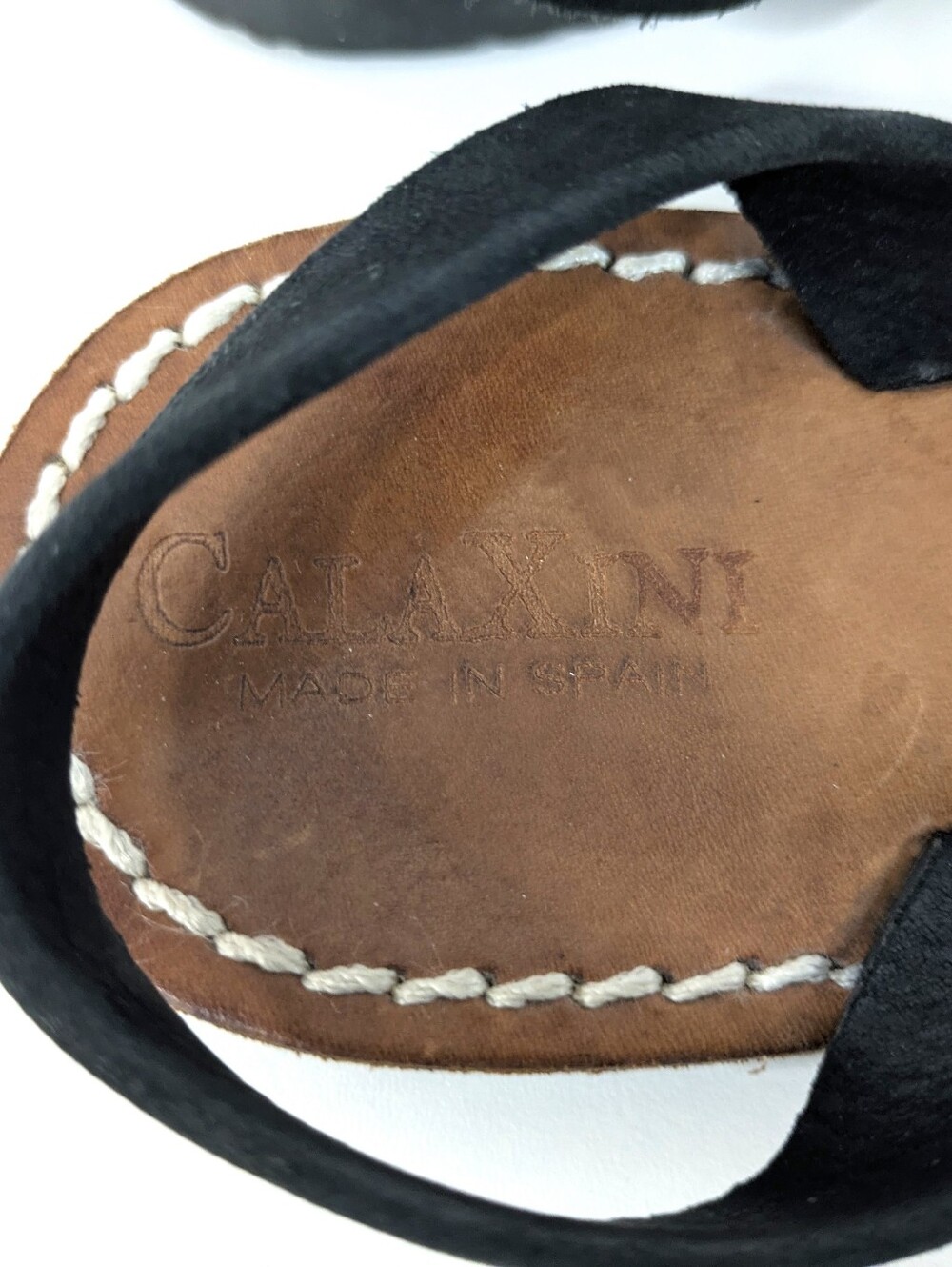 Calaxini Verano Peep Toe Black Leather Sandals - Size 35 Euro - Picture 4 of 7